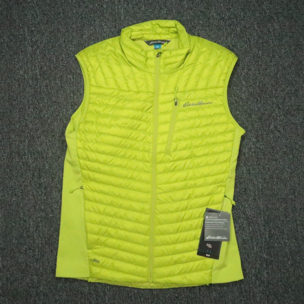 Eddie Bauer Vest Mens Medium Yellow First Ascent Microtherm 2.0 Puffer 800 Down